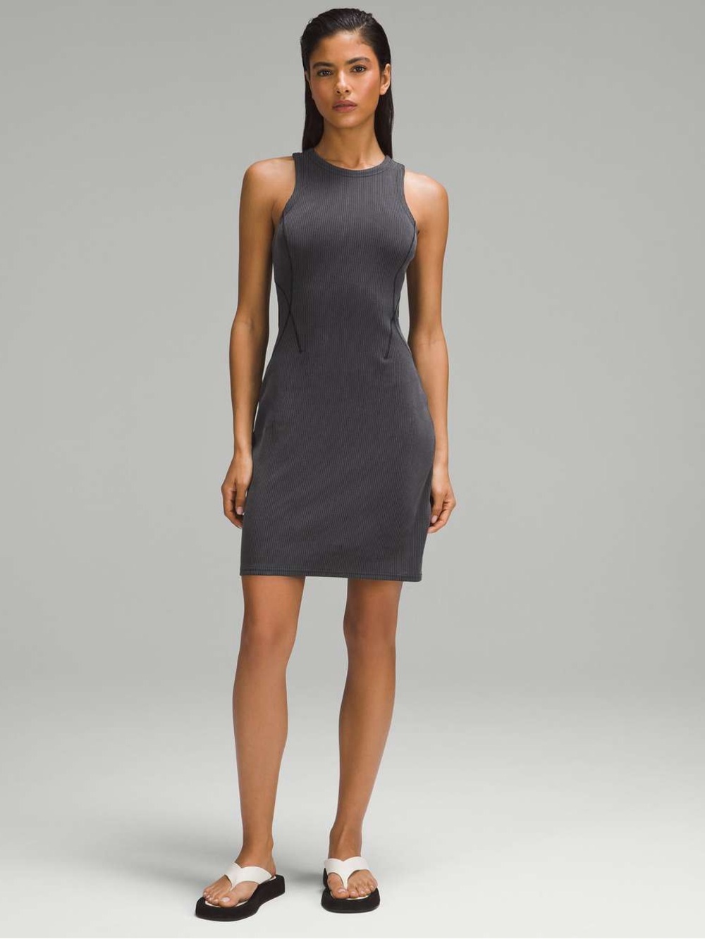 lululemon Softsreme Ribbed Tank Mini Dress in Charcoal